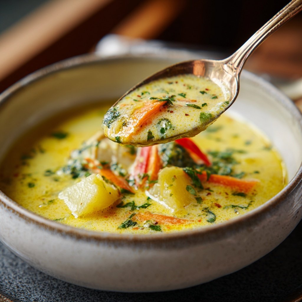 Steckrüben Suppe mit Kokosmilch