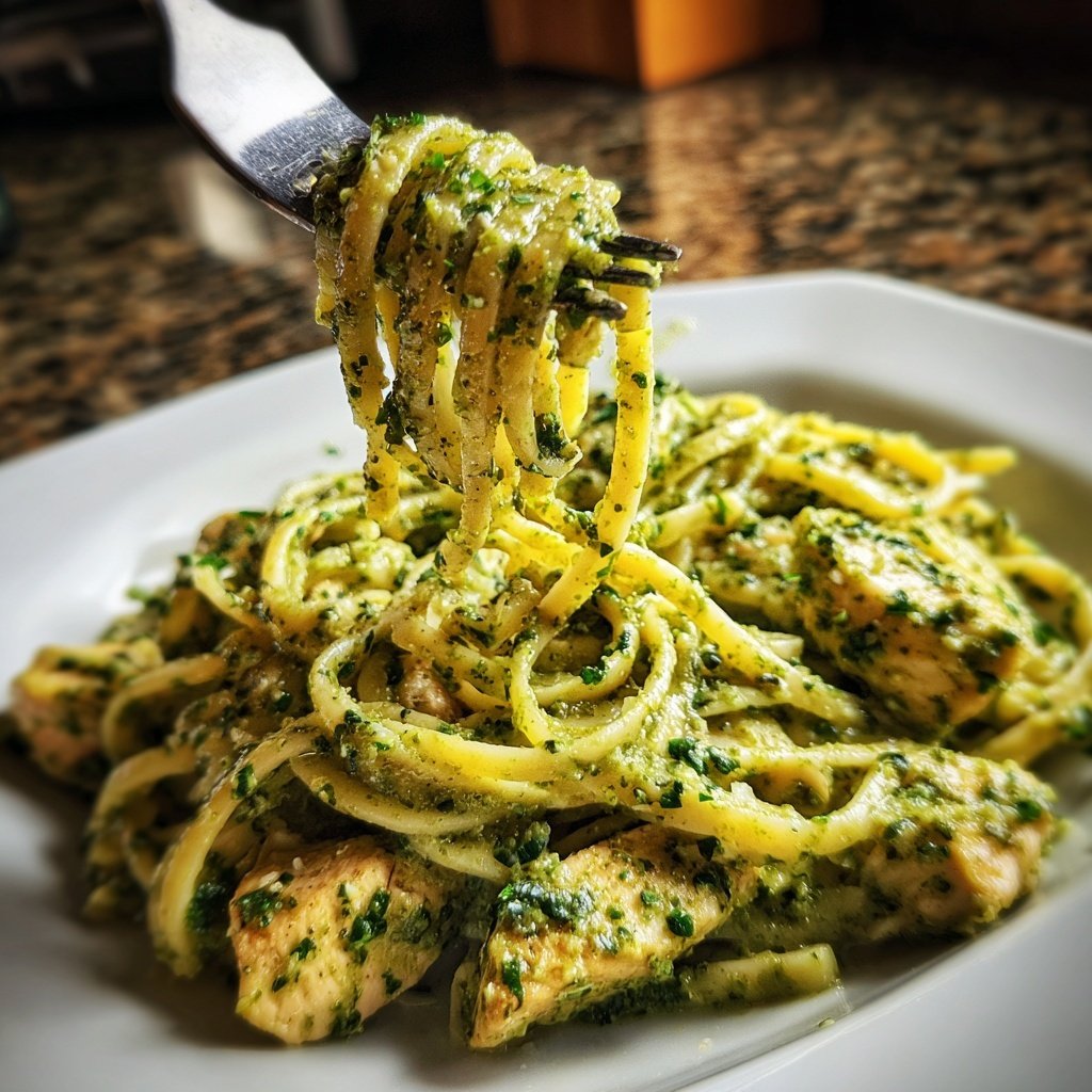 Cremige Pesto Hähnchen Pasta