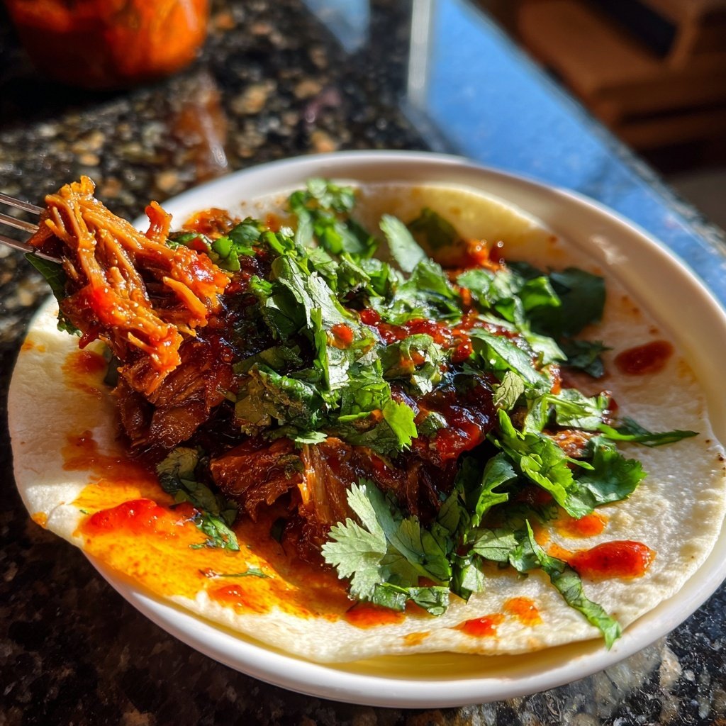 Koreanischer Gochujang Tacos knuspriges Schweinefleisch