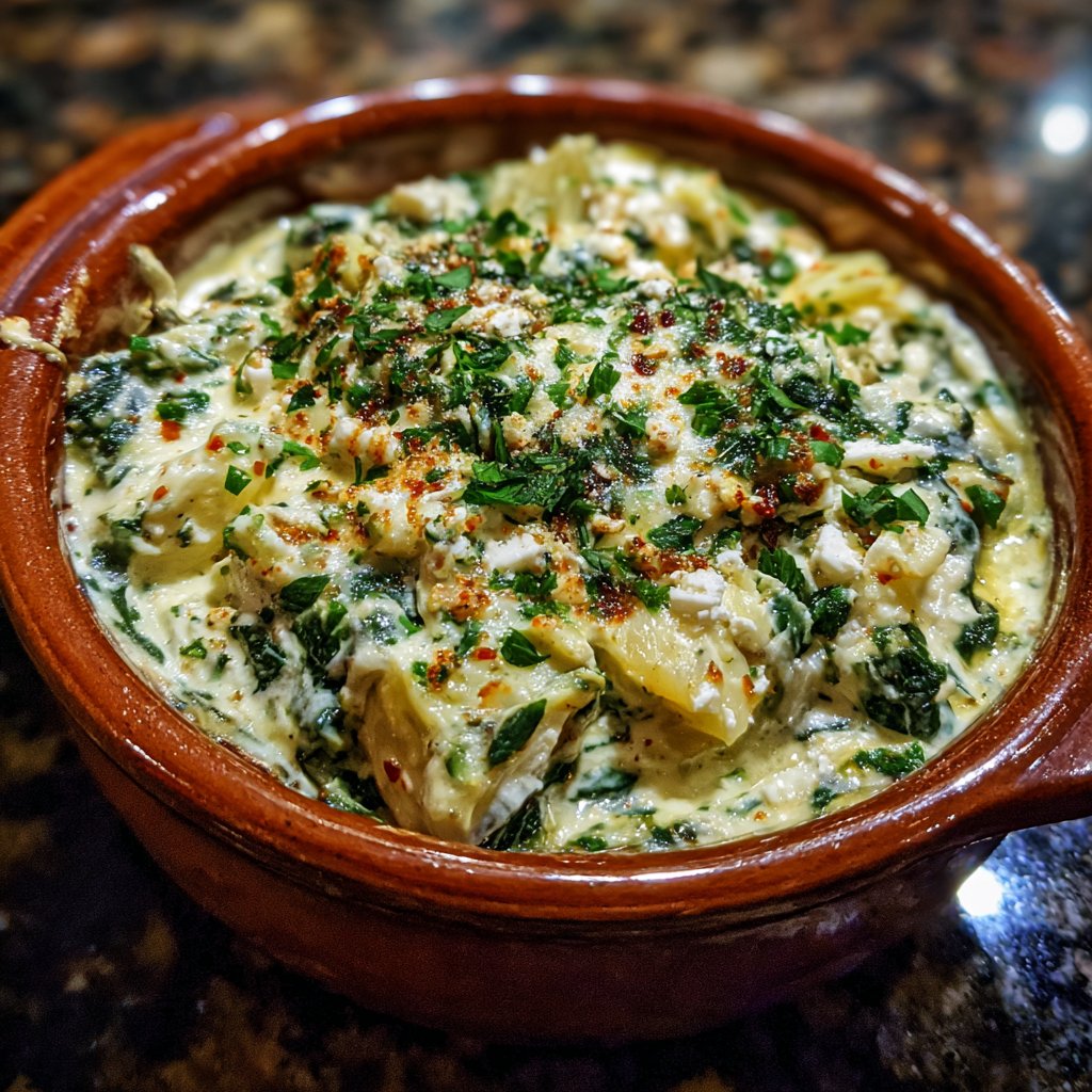 Spinat-Artischocken-Hüttenkäse-Dip