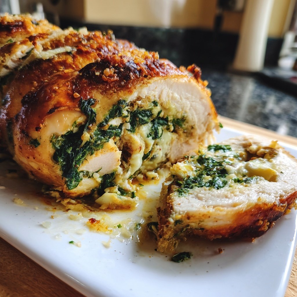 Ziegenkäse Spinat Gefülltes Huhn