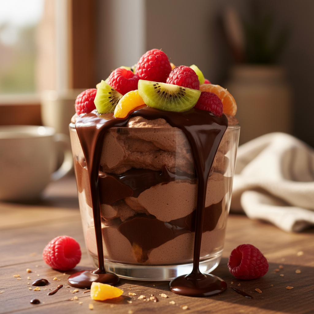 Fruchtige Schokoladen Dessert Becher