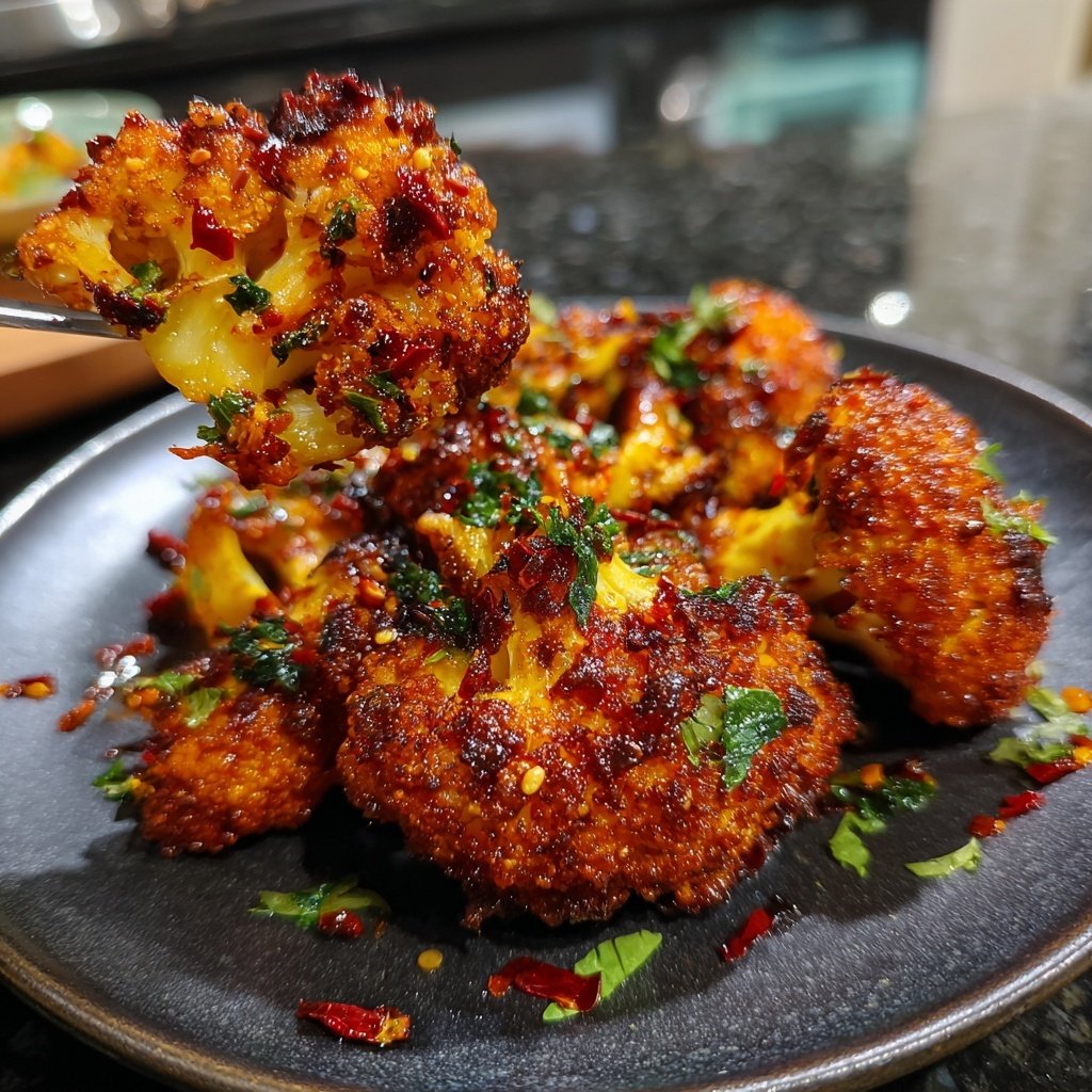 Pikante BBQ Blumenkohl Flügel