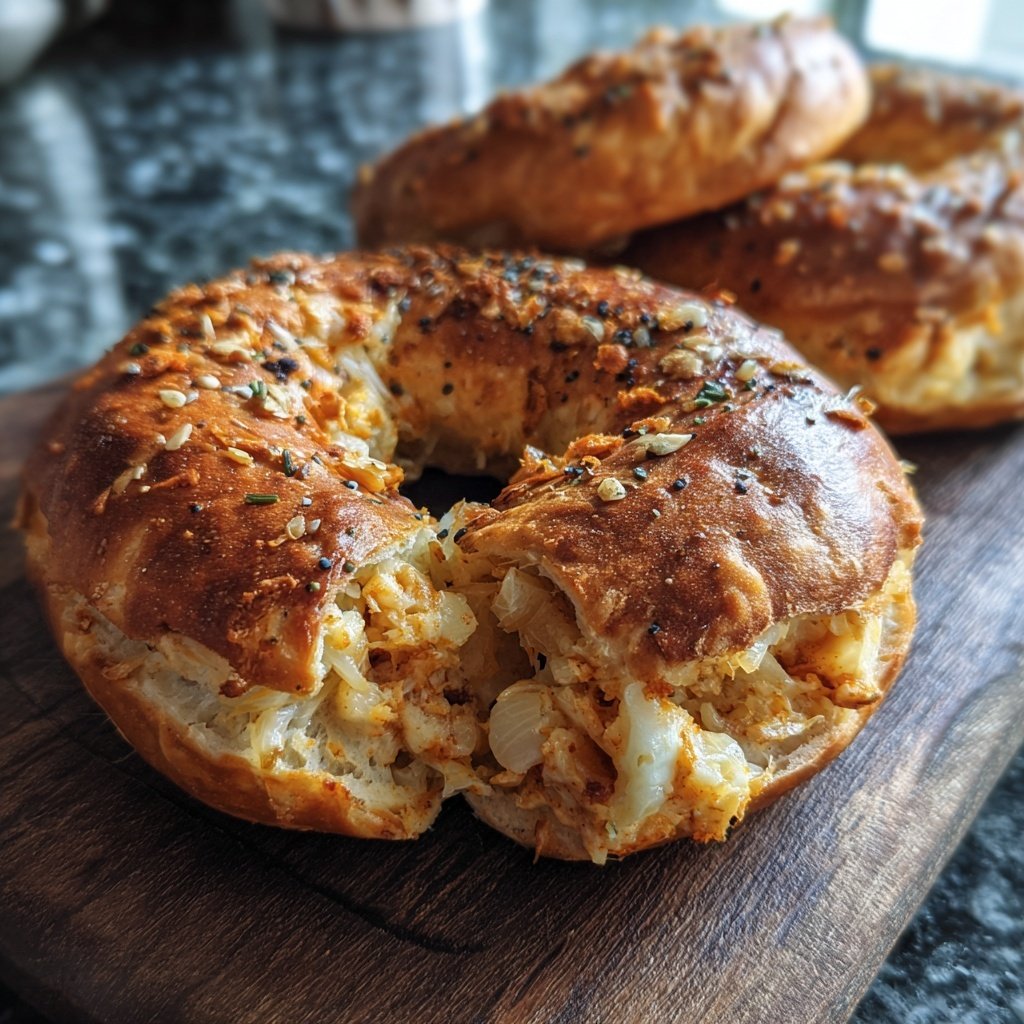 Protein Bagels mit Knoblauch Kraut Geschmack