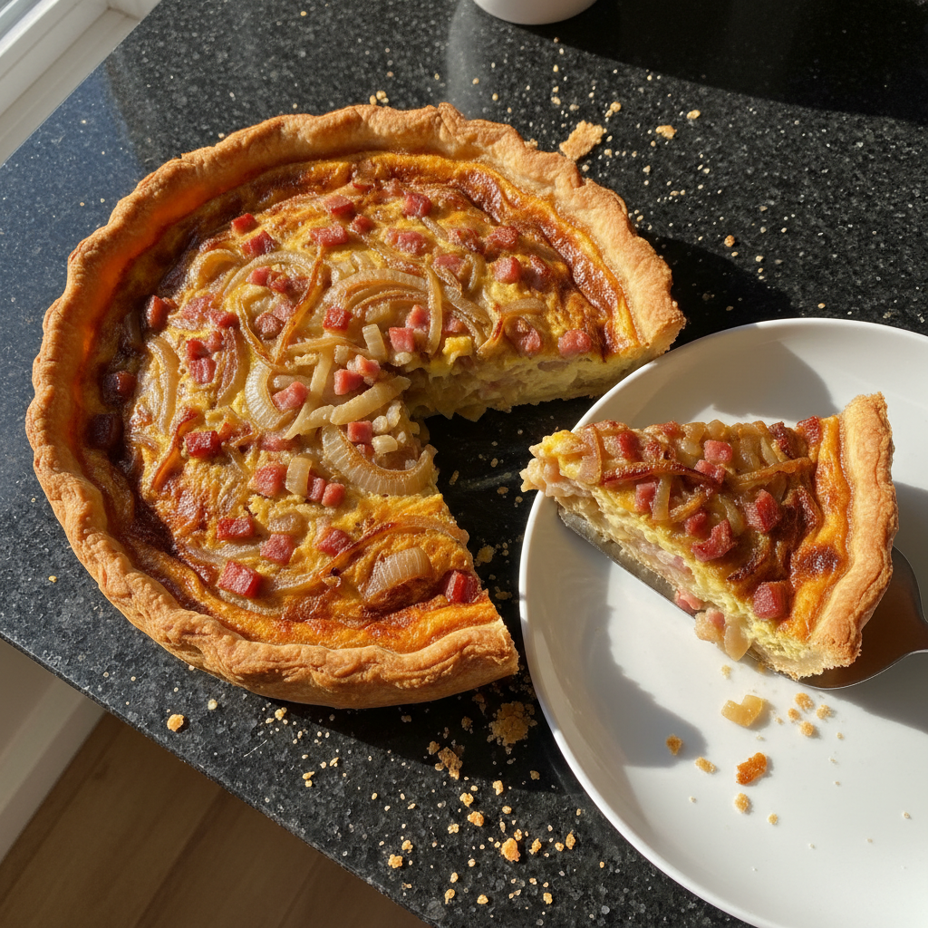 Karamellisierte Zwiebel und Schinken Quiche