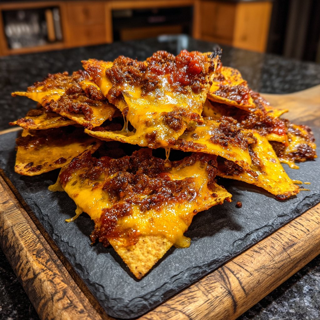 Gebackene Nachos mit Salsa und Queso