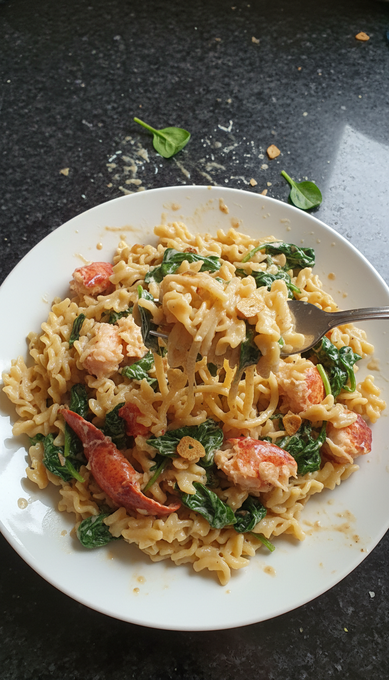 Hummer Spinat Pasta Pfanne​