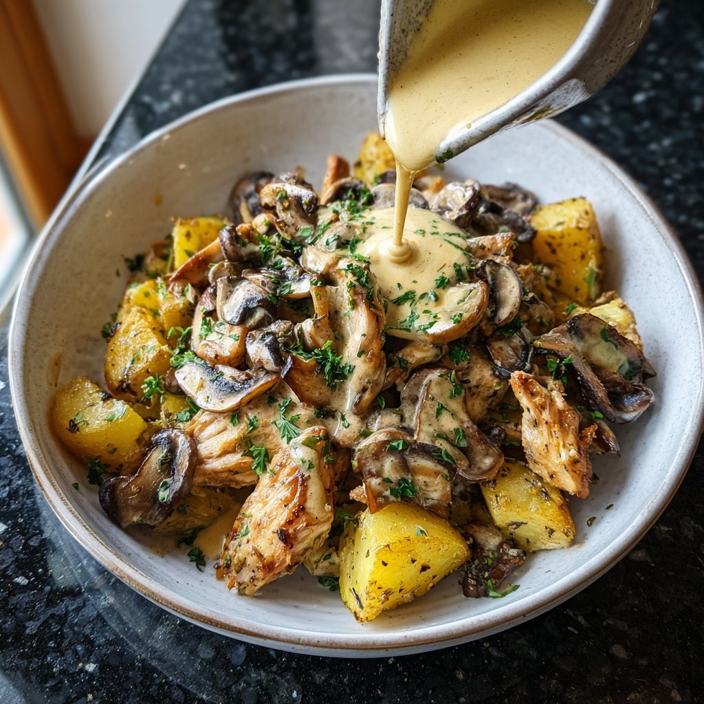 Cremige Pilz Hähnchen Pfanne