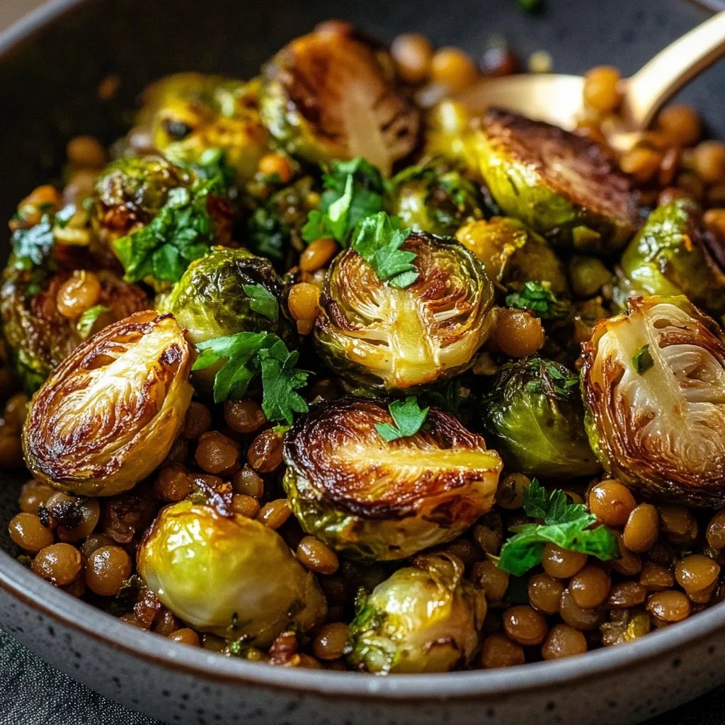 Gebratener Rosenkohl mit Berglinsen