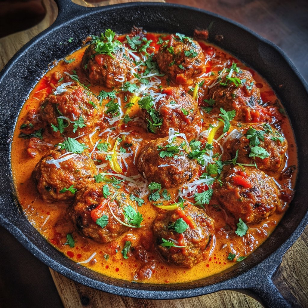 Butter Chicken Meatball Skillet