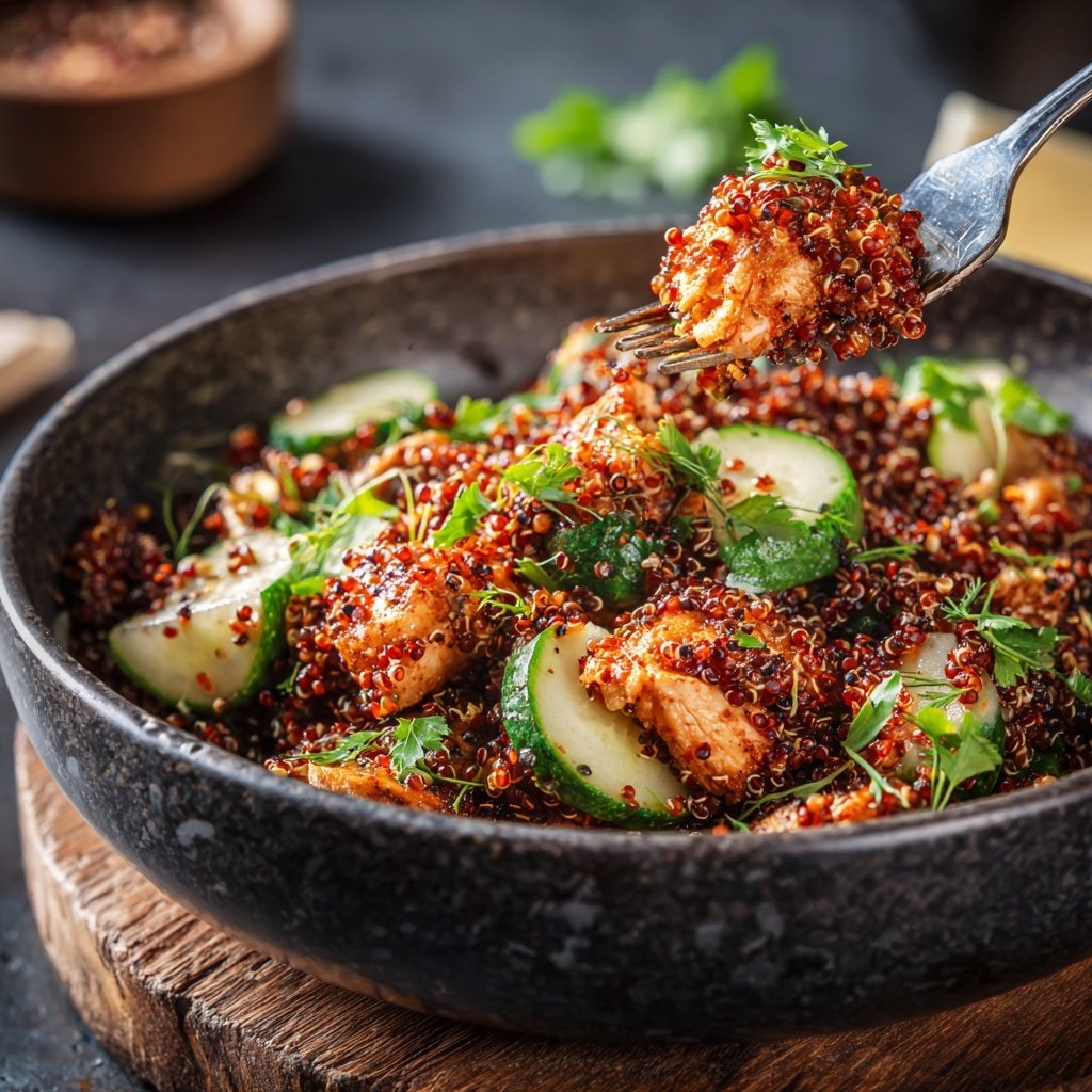 Griechischer Hähnchen Rote Quinoa Salat
