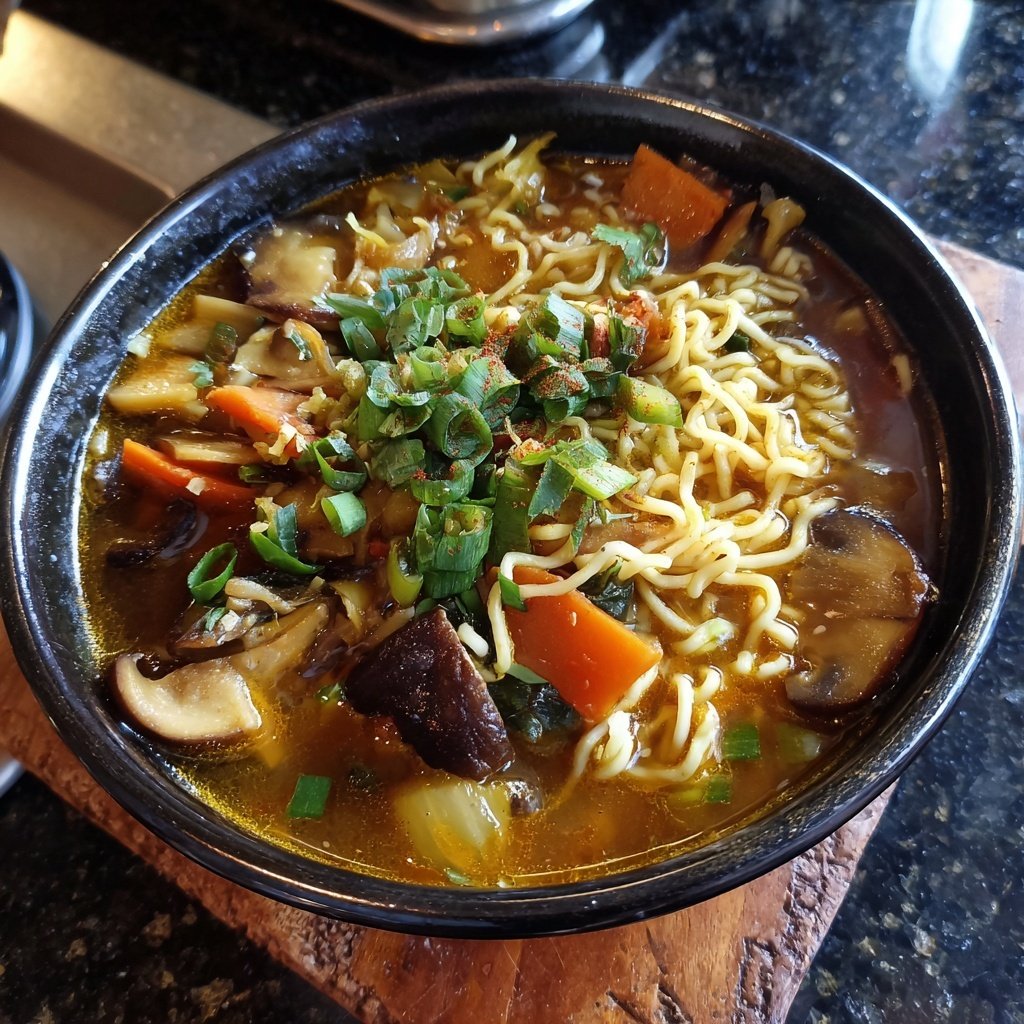 Schnelles Vegetarisches Ramen Pilz Ingwer