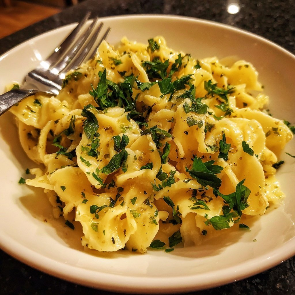 Knoblauch-Kräuter-Butter-Nudeln