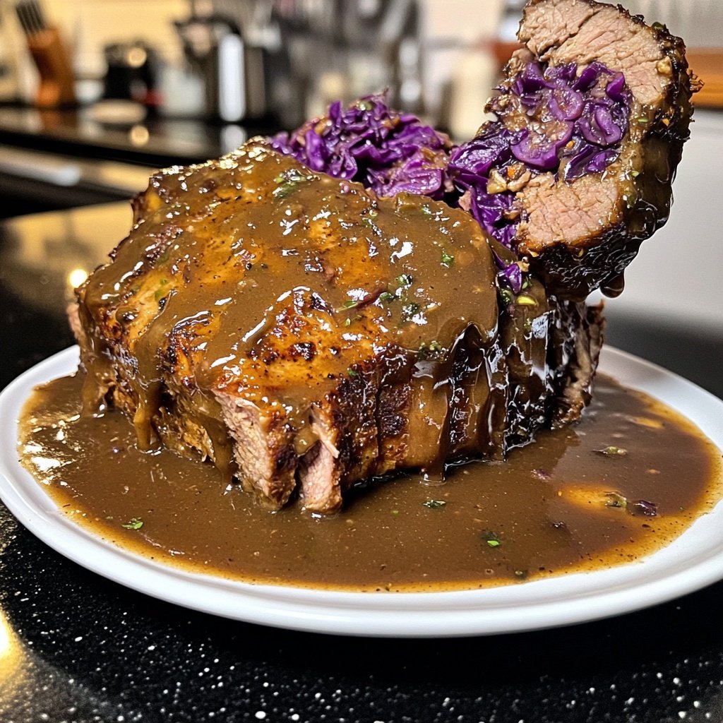 Deftiger Hausmannskost-Rinderbraten mit Rotkohl