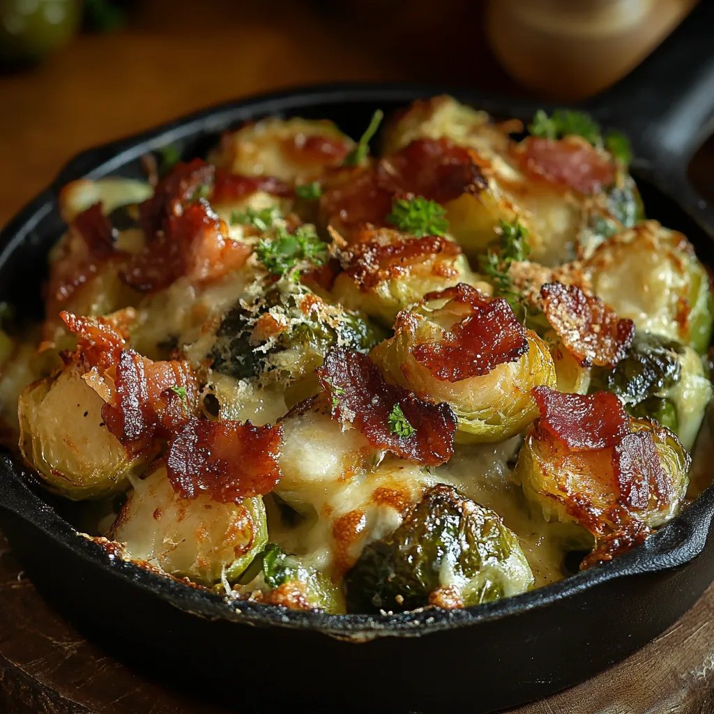 Süßer Ahorn-Bacon Auflauf für Rosenkohl-Fans