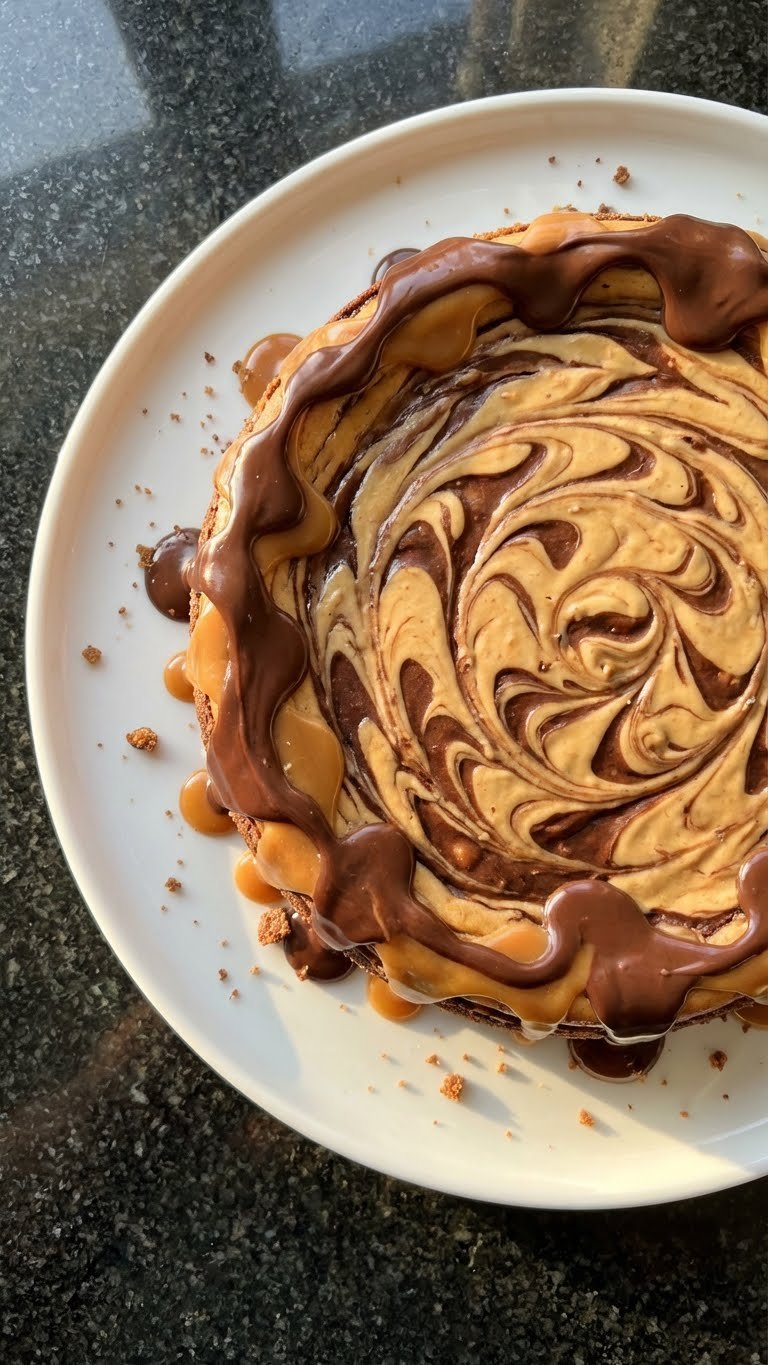 Köstlicher Karamell Schoko Käsekuchen