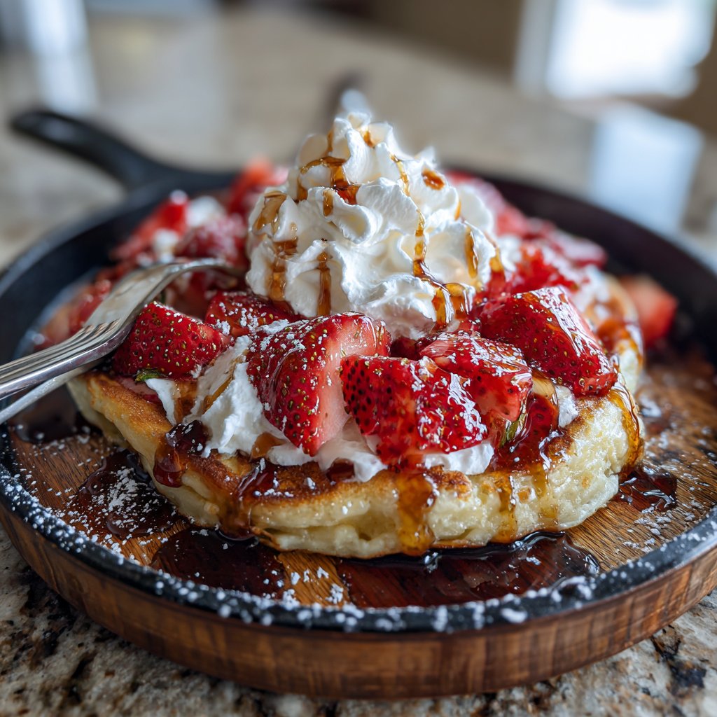 Erdbeer-Pfannkuchen mit Sahne