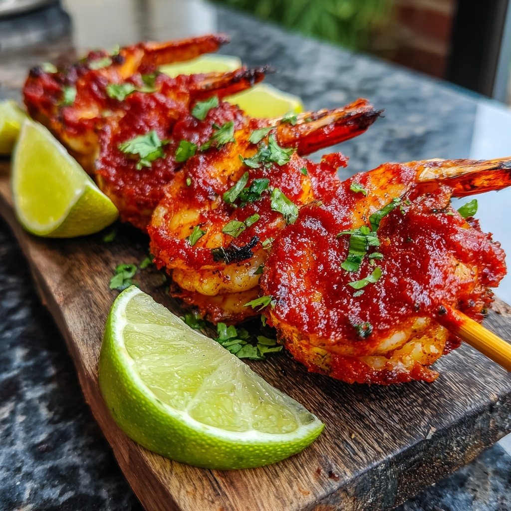 Sriracha Limetten Garnelenspieße