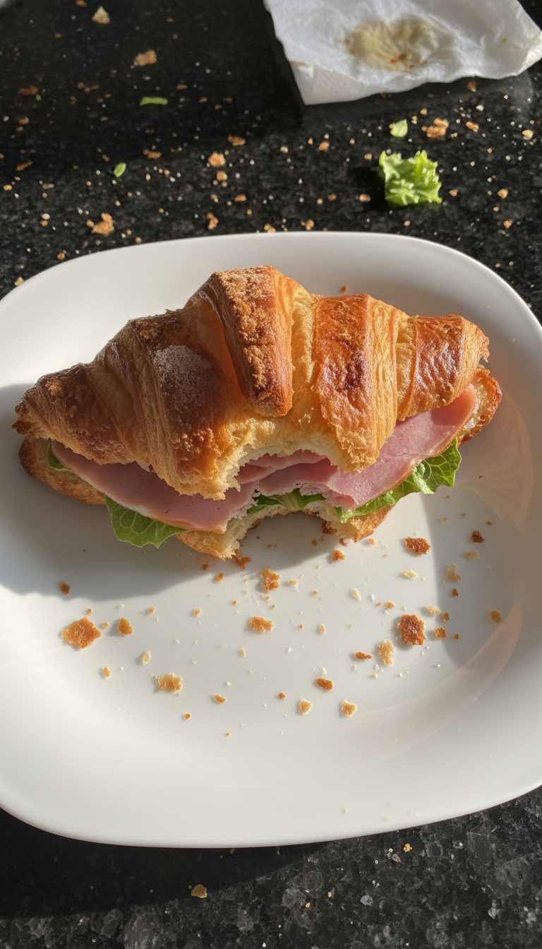 Croissant Frühstücks Sandwich mit Schinken​