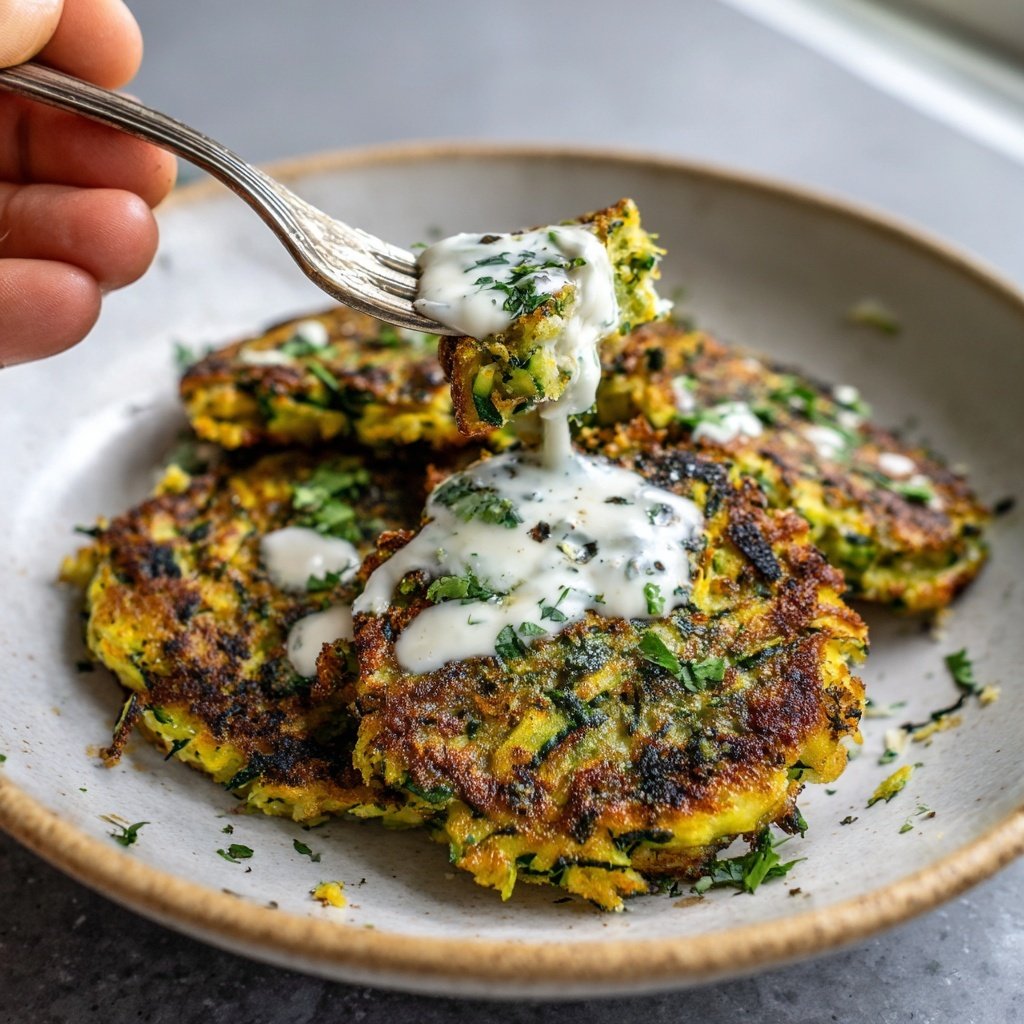 Zucchini Puffer mit Tzatziki