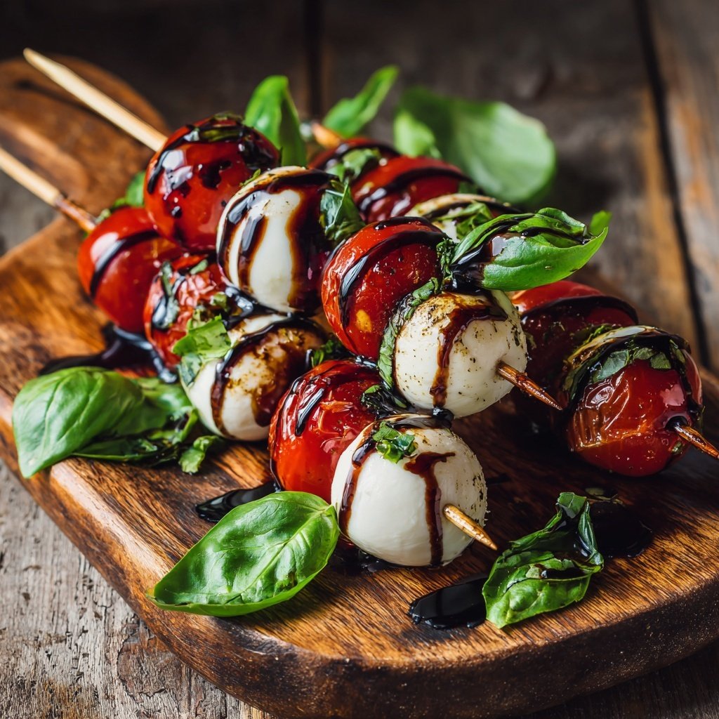 Caprese Spieße mit Balsamico Glasur