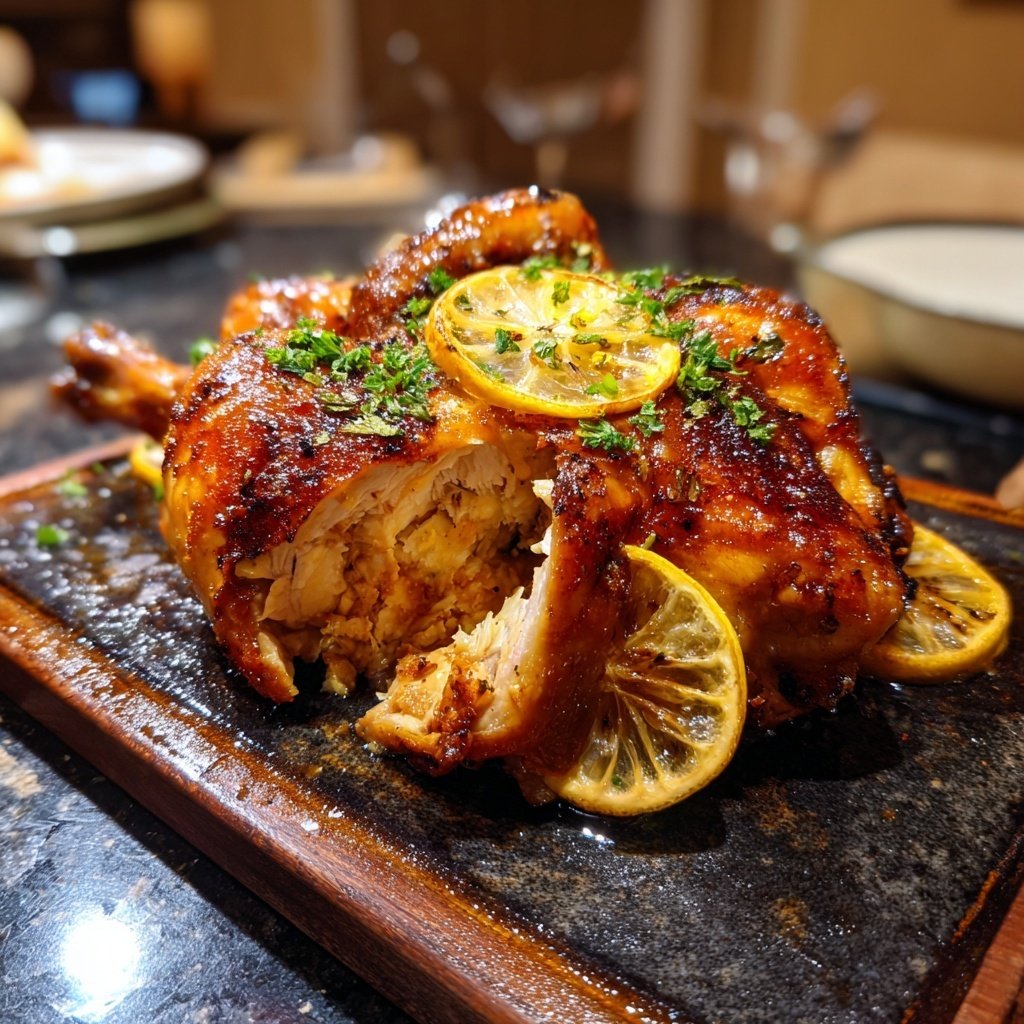 Ofen-gebratenes Hähnchen mit Zitronenvergnügen