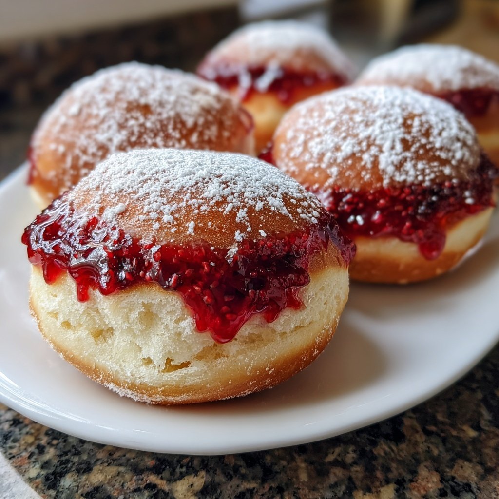 Weiche, mit Marmelade gefüllte Berliner