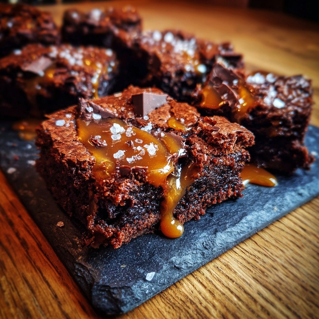 Schokoladen Brownies mit gesalzenem Karamell