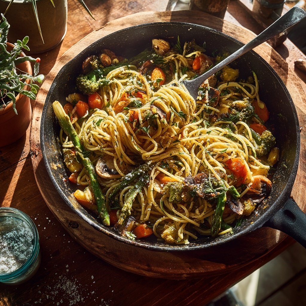 Gegrillte Frühlingsgemüse Pasta