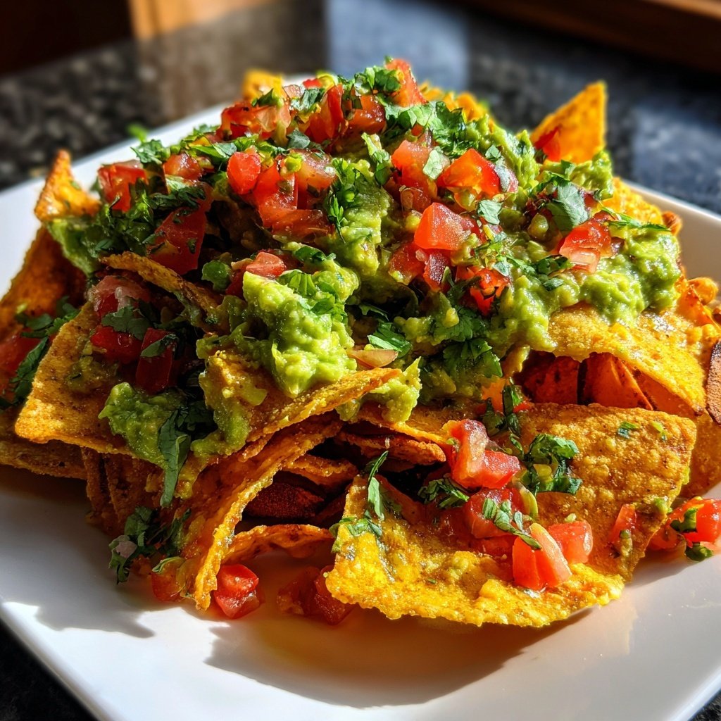 Süßkartoffel Nachos mit Guacamole
