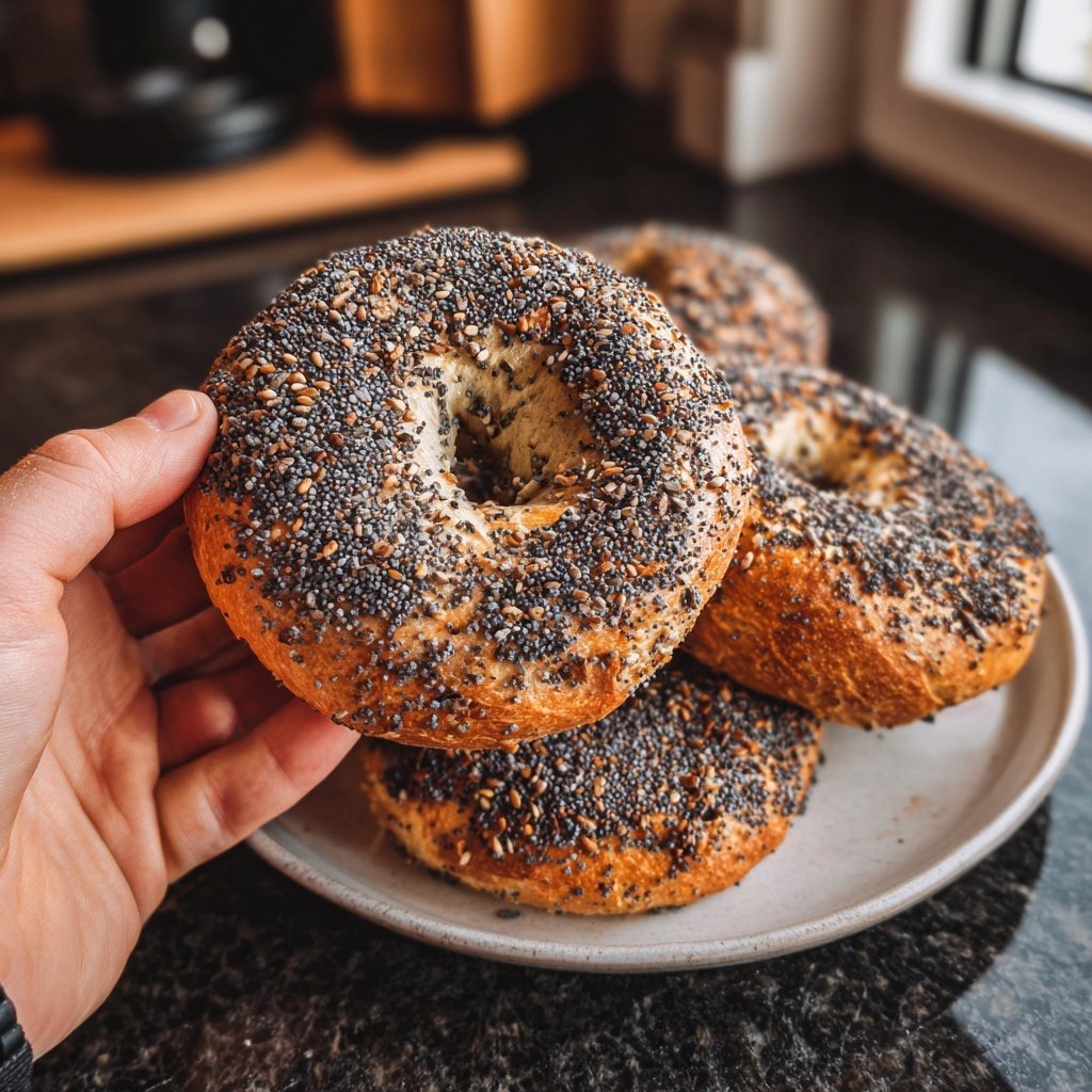 Protein Bagels mit Mohnsamen traditionell