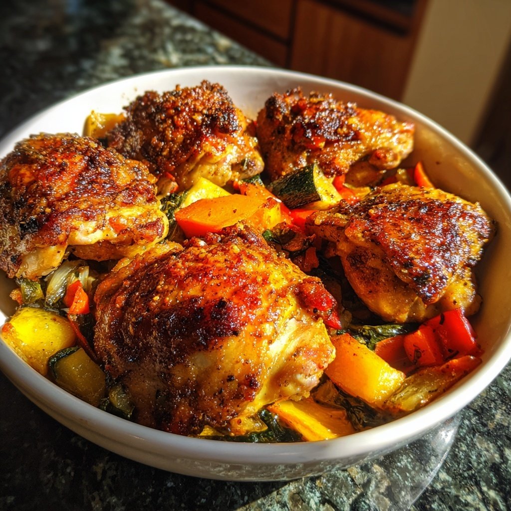 Knoblauch Hähnchenkeulen Gemüse